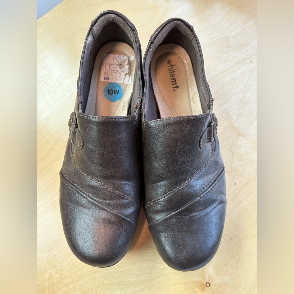 White Mt Brown Faux Leather Slip On Comfort Shoes Women’s 10W
